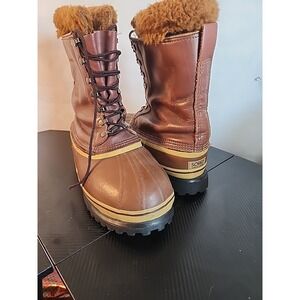 SOREL Kaufman Dominator Men Size 9  Winter Snow Boots Leather Wool Blend Canada